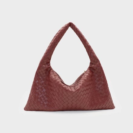 Borsa a spalla ANYA intrecciata - BURGUNDY