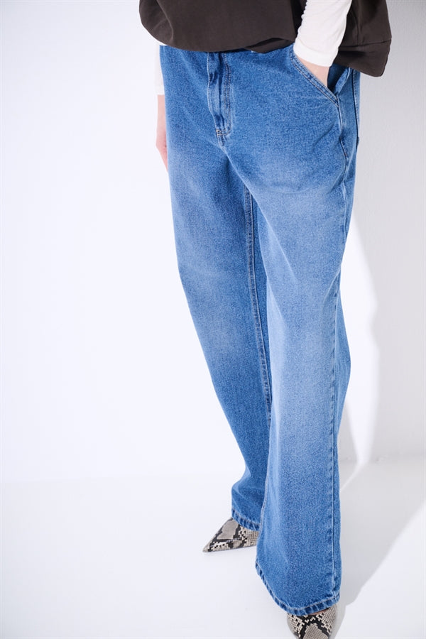 Jeans Dritto a vita alta blu medio