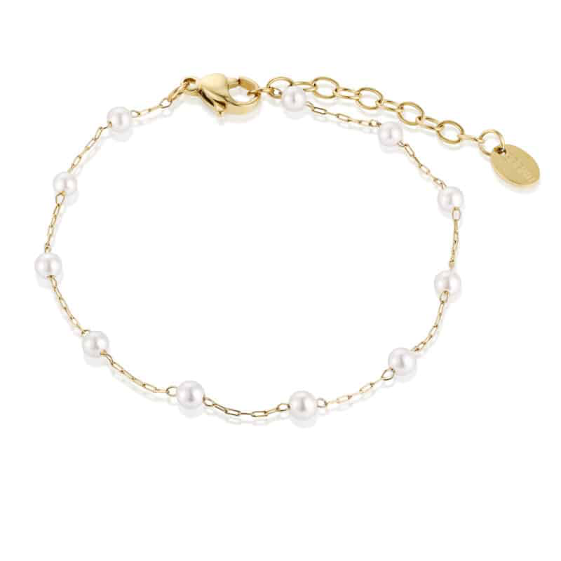 BRACCIALE IN MADREPERLA SFERE ALTERNATE PVD ORO