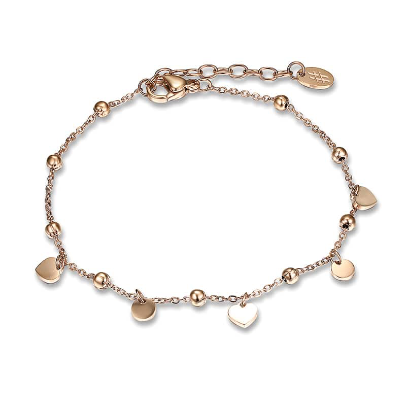 BRACCIALE CON CUORI E PIASTRINE