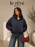 Bomber con alamari e strisce con cappuccio