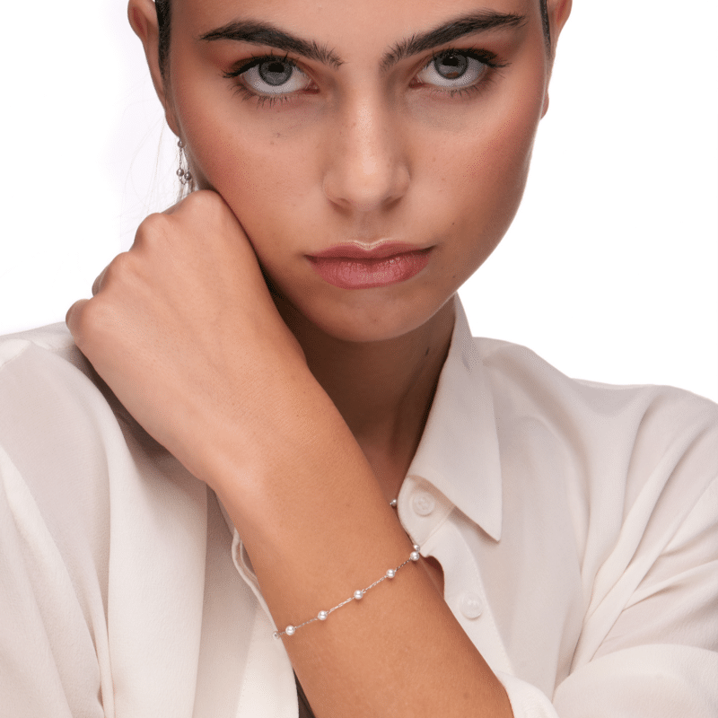 BRACCIALE IN MADREPERLA SFERE ALTERNATE PVD ORO