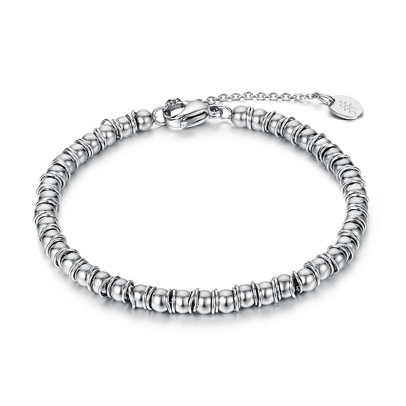 BRACCIALE SFERETTE E ANELLINI ACCIAIO