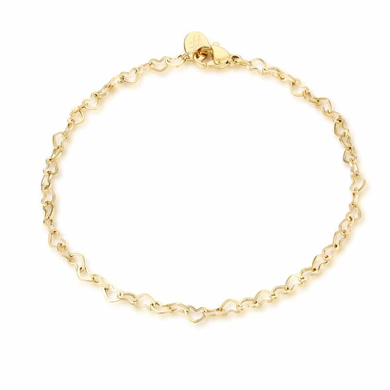 BRACCIALE CATENA CUORI ORO