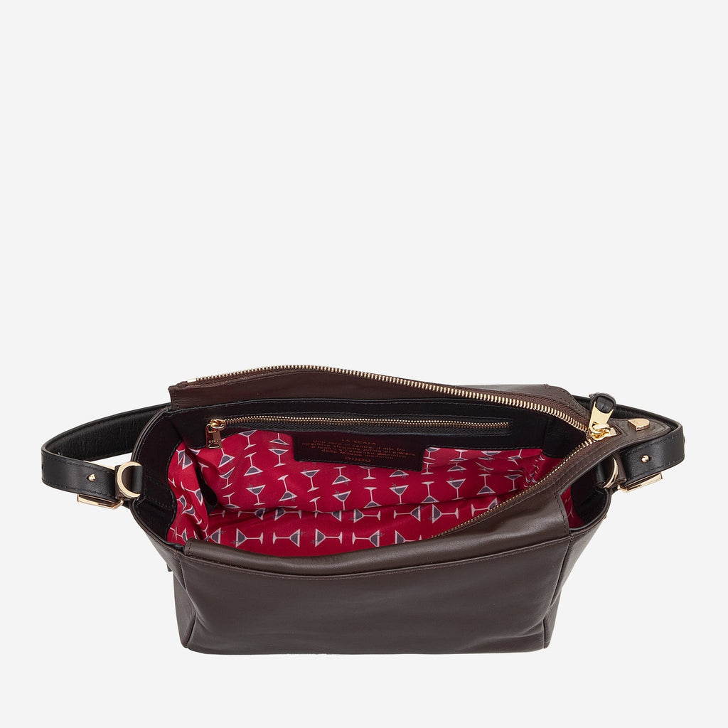 SCALA MINI Borsa piccola donna a tracolla in pelle con patta