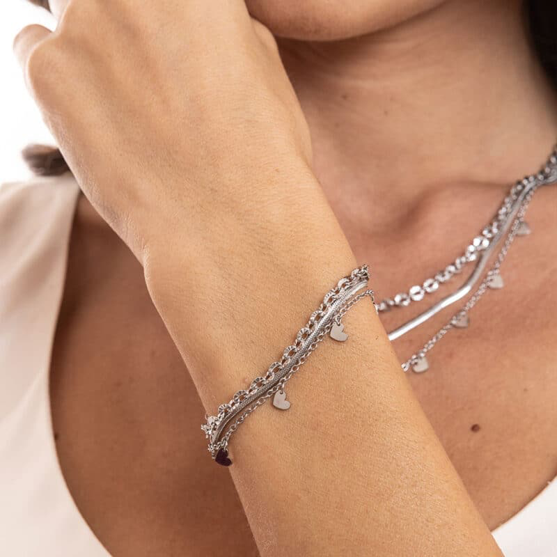 BRACCIALE TRIPLO FILO CON CUORICINI