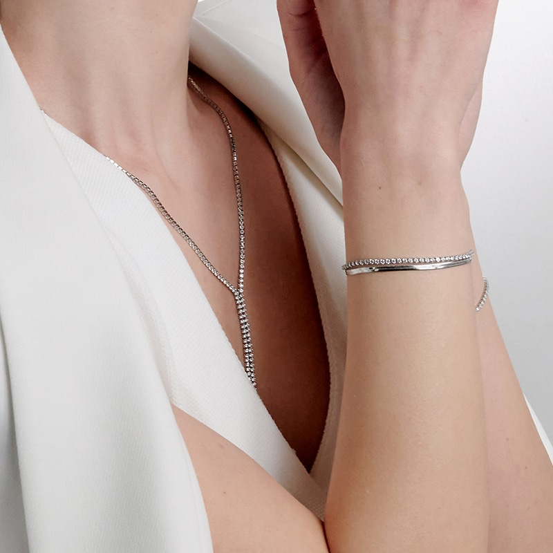 BRACCIALE DOPPIO CON TENNIS 3MM E CATENA SICKLE