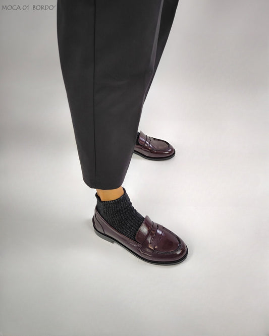 Mocassino bordeaux lucido