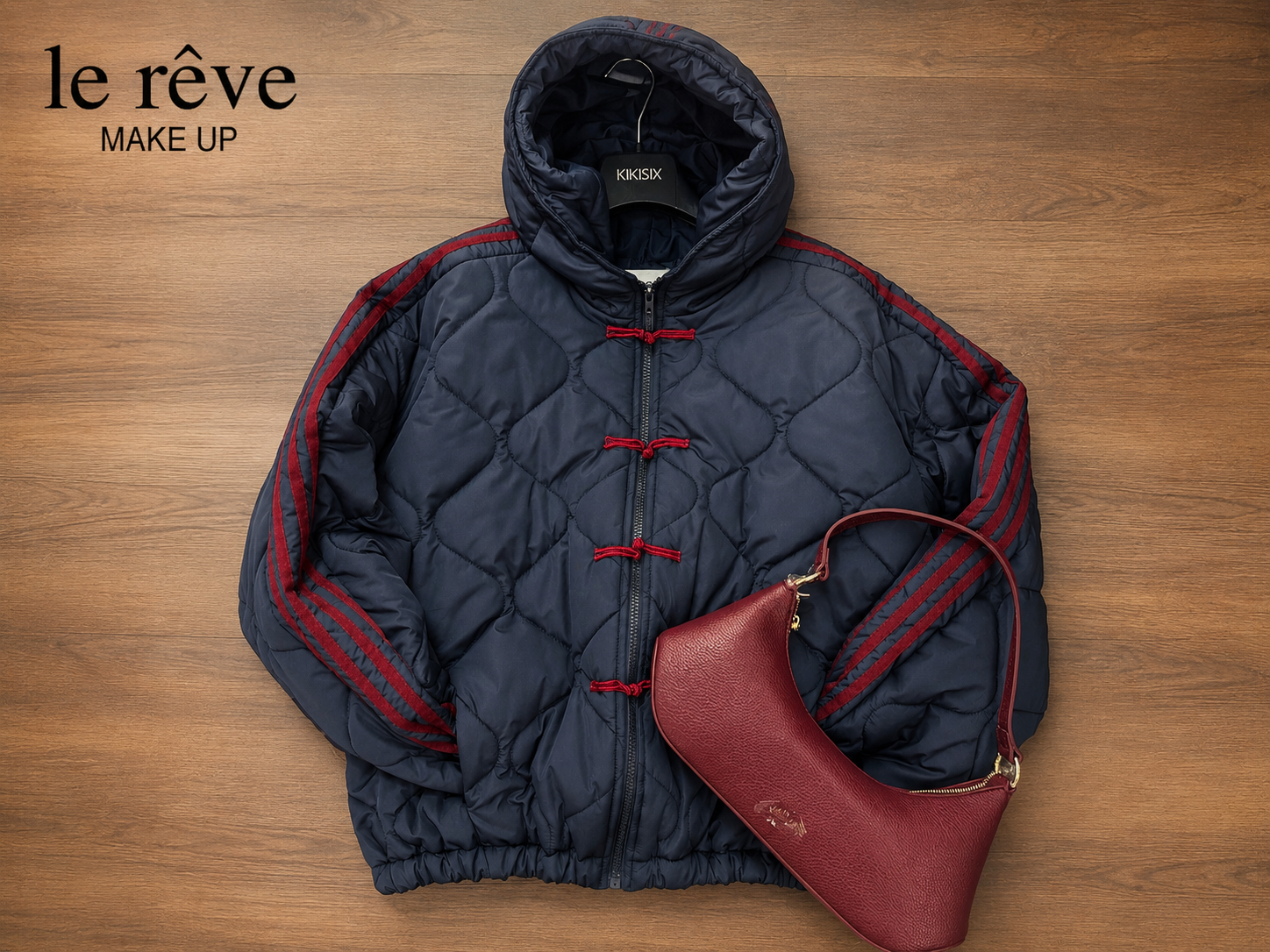 Bomber con alamari e strisce con cappuccio