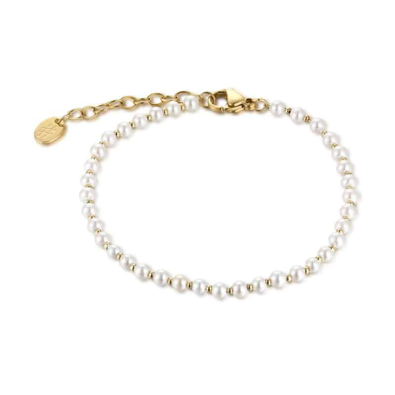 BRACCIALE IN MADREPERLA ED ACCIAIO PVD ORO