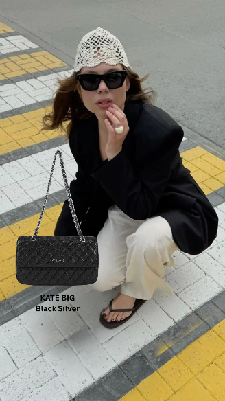 Borsa a spalla KATE BIG - BLACK SILVER