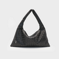 Borsa a spalla ANYA intrecciata - BLACK SILVER