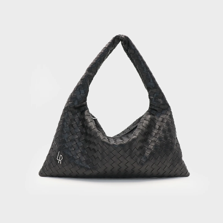 Borsa a spalla ANYA intrecciata - BLACK SILVER