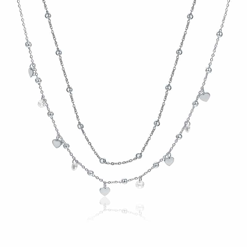 COLLANA DOPPIA CUORI E CRISTALLI