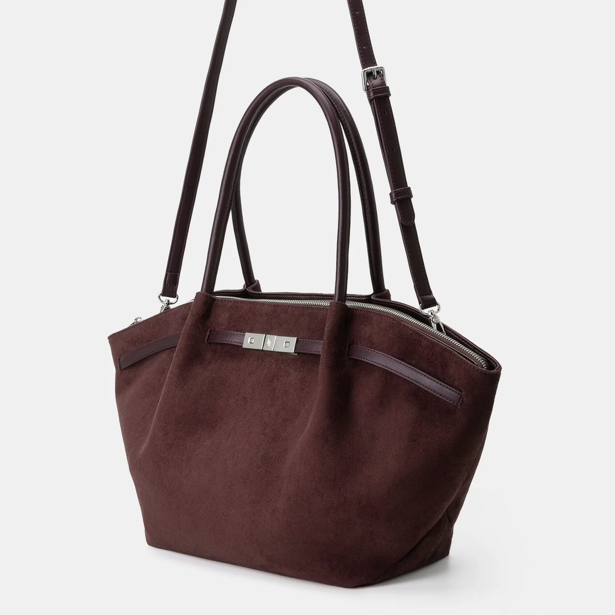 Borsa a spalla BRIELLE BIG SIMILSUEDE - AUBERGINE