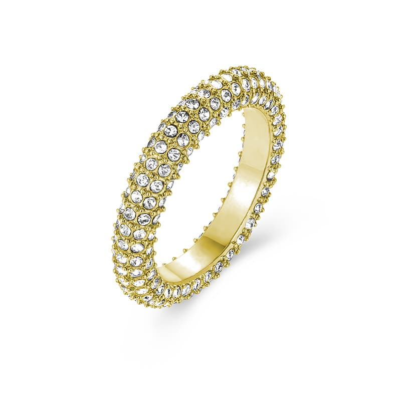 ANELLO BOMBATO ORO CRISTALLI BIANCHI