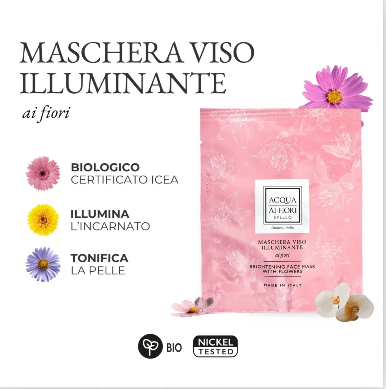 Maschera Viso Illuminante Ai Fiori, 15 ml
Illuminante, delicata