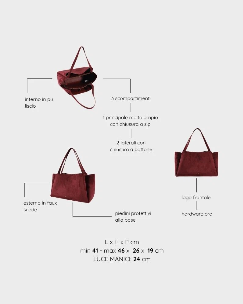 Borsa a spalla IVORY SUEDE - BURGUNDY