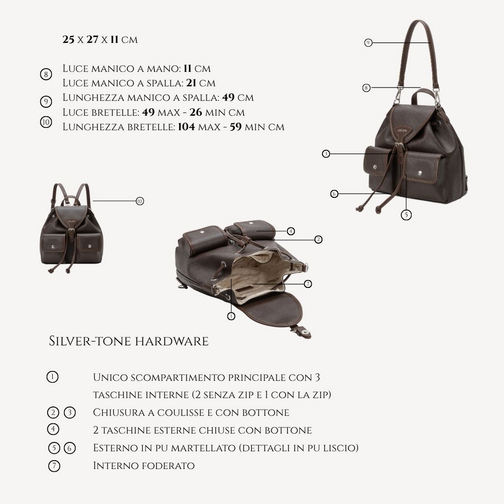 ZAINO BAGPACK - DARK BROWN