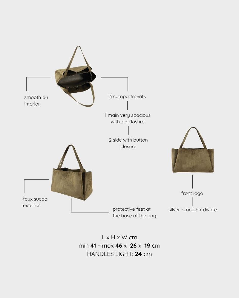 BORSA A SPALLA  IVORY SUEDE - SAGE GREEN
