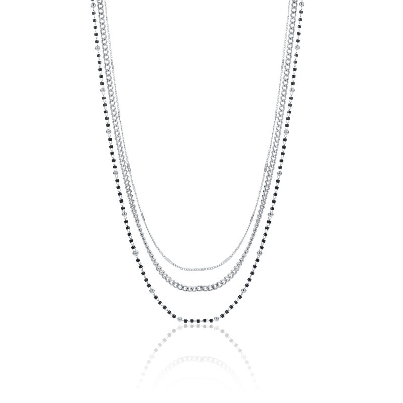 COLLANA TRIPLO FILO CON PERLINE NERE