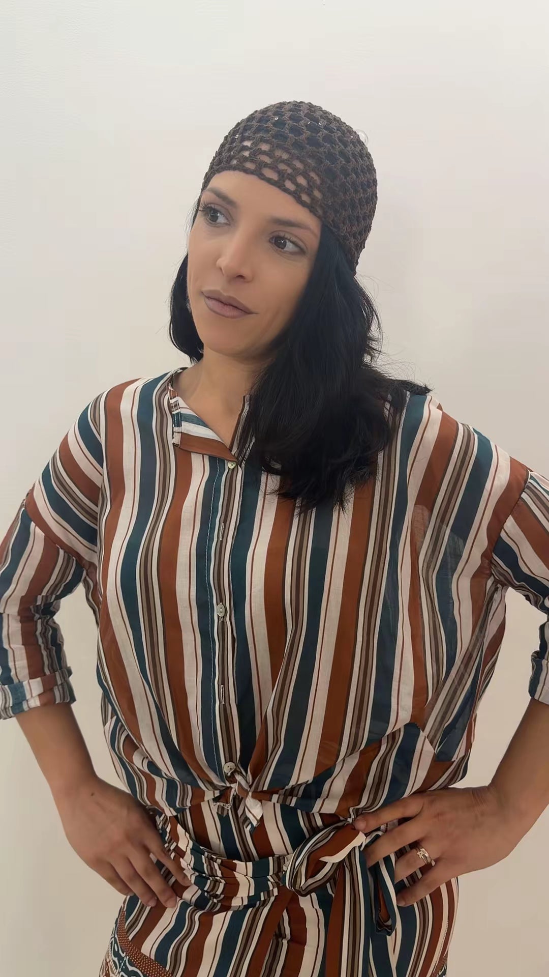 Camicia in mussola rigata