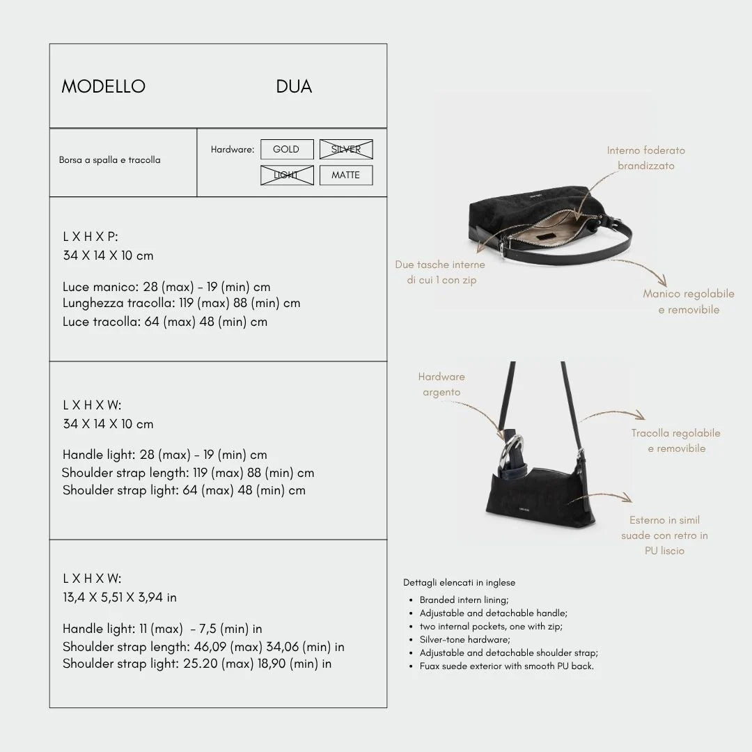 Borsa a spalla DUA - BACK SILVER