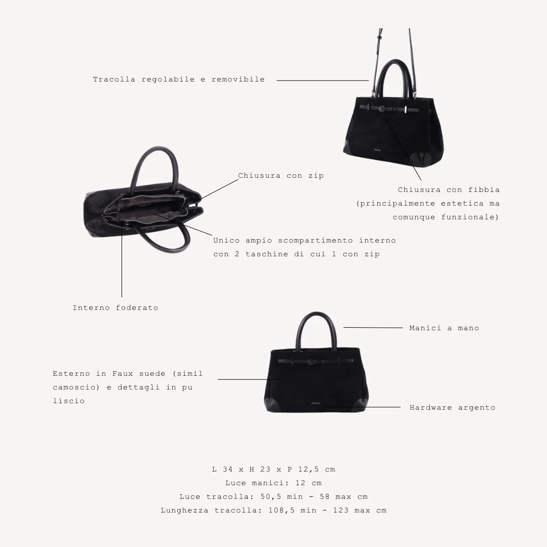 BORSA A MANO MINA BLACK SILVER