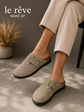 CLOG IN SUEDE CON BORCHIE E FIBBIA