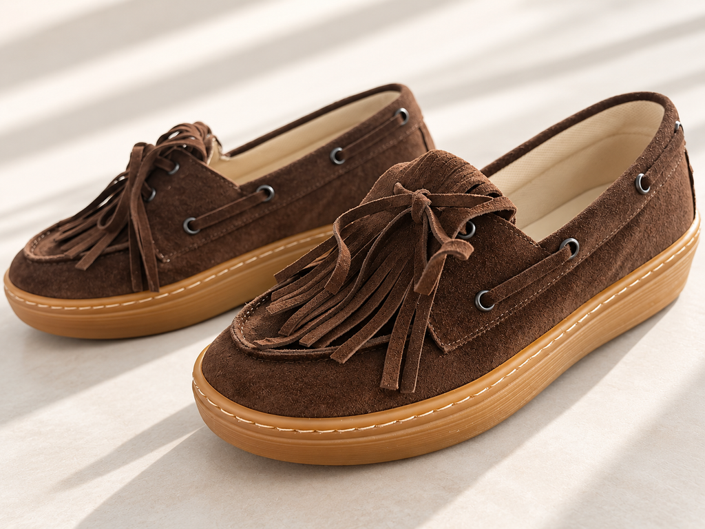 MOCASSINO CHOCOLATE CON FRANGE