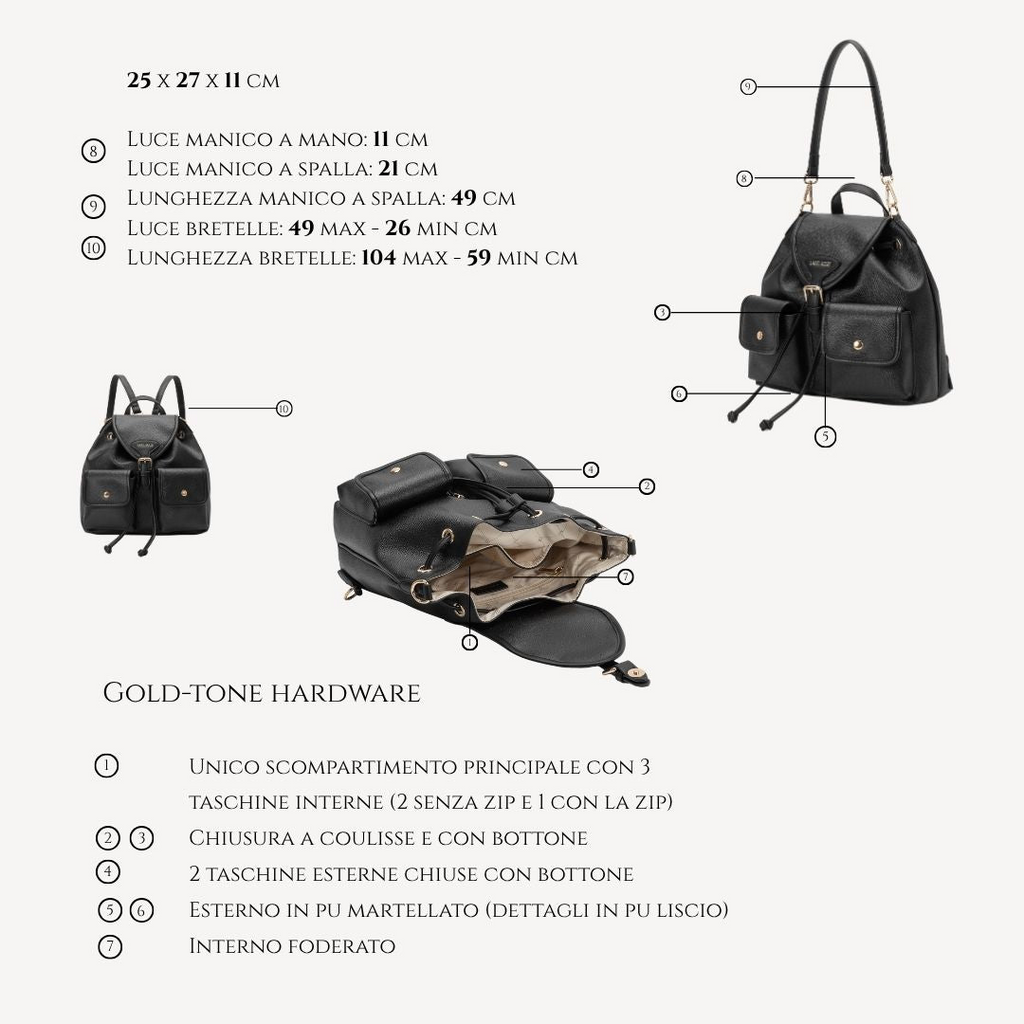 ZAINO BAGPACK - BLACK GOLD