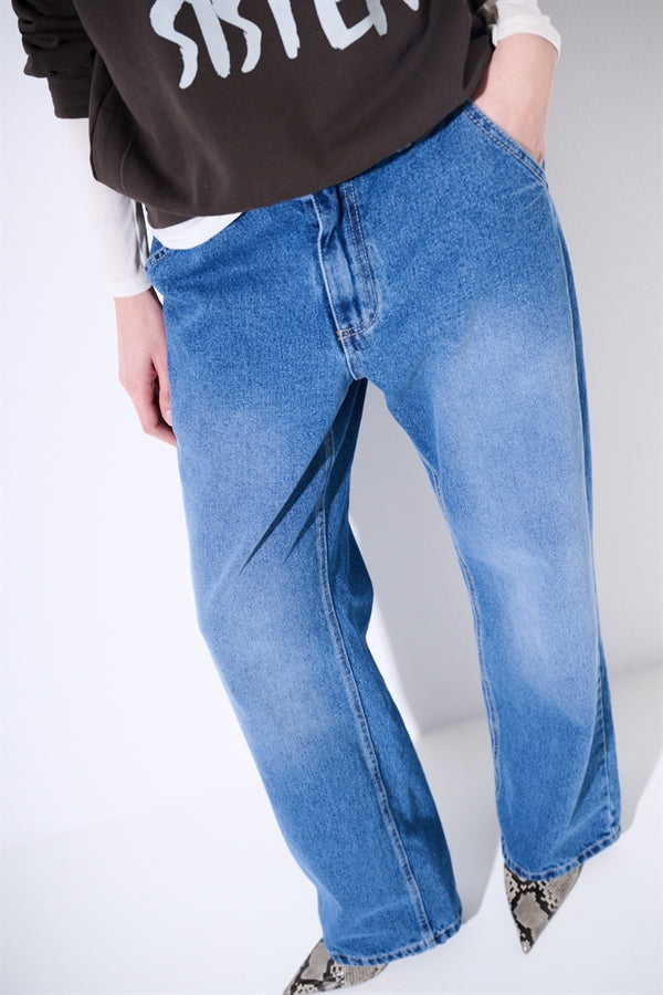 JEANS DRITTO A VITA ALTA BLU MEDIO
