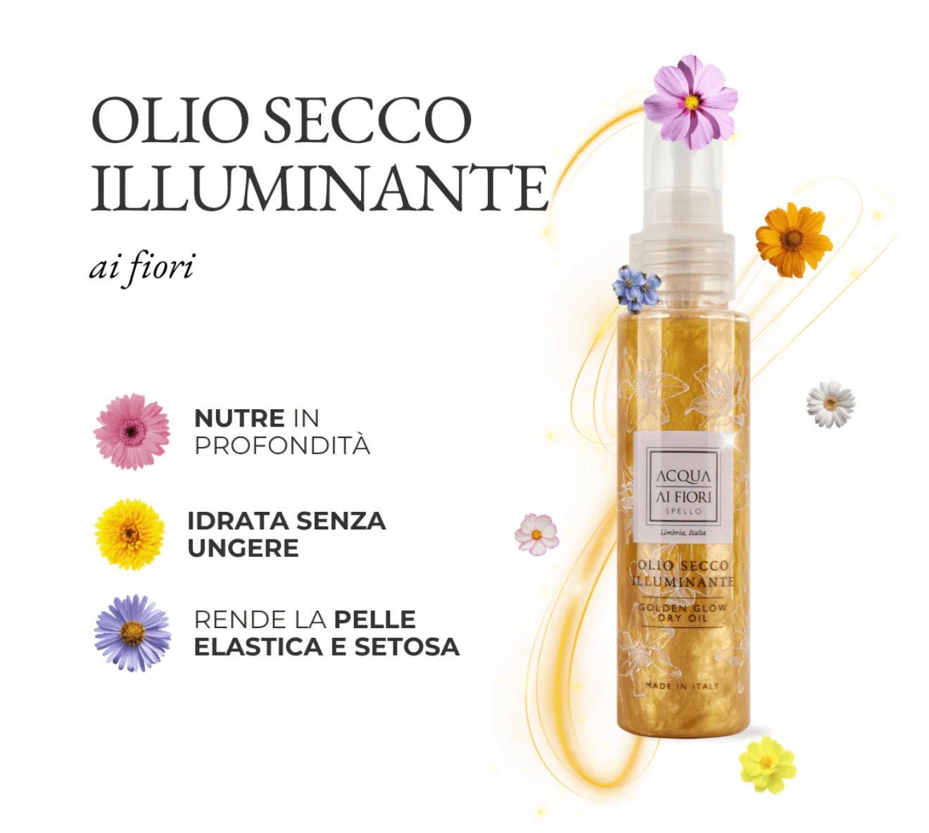Olio Secco Illuminante 100ml            Con Glitter Naturali