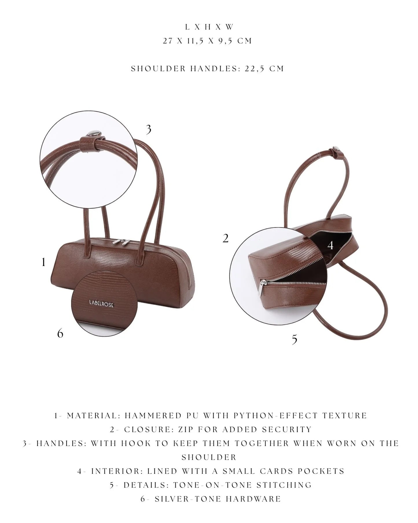 Borsa a spalla LONGUETTE- AMBER BROWN