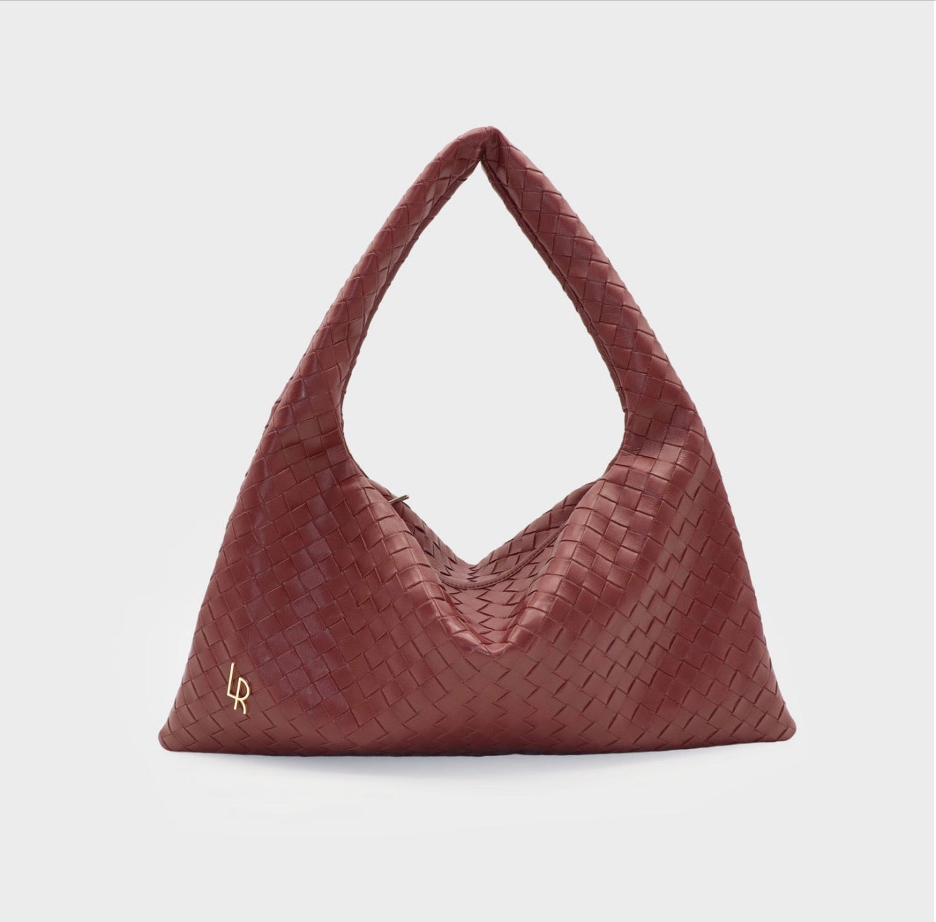 Borsa a spalla ANYA intrecciata - BURGUNDY