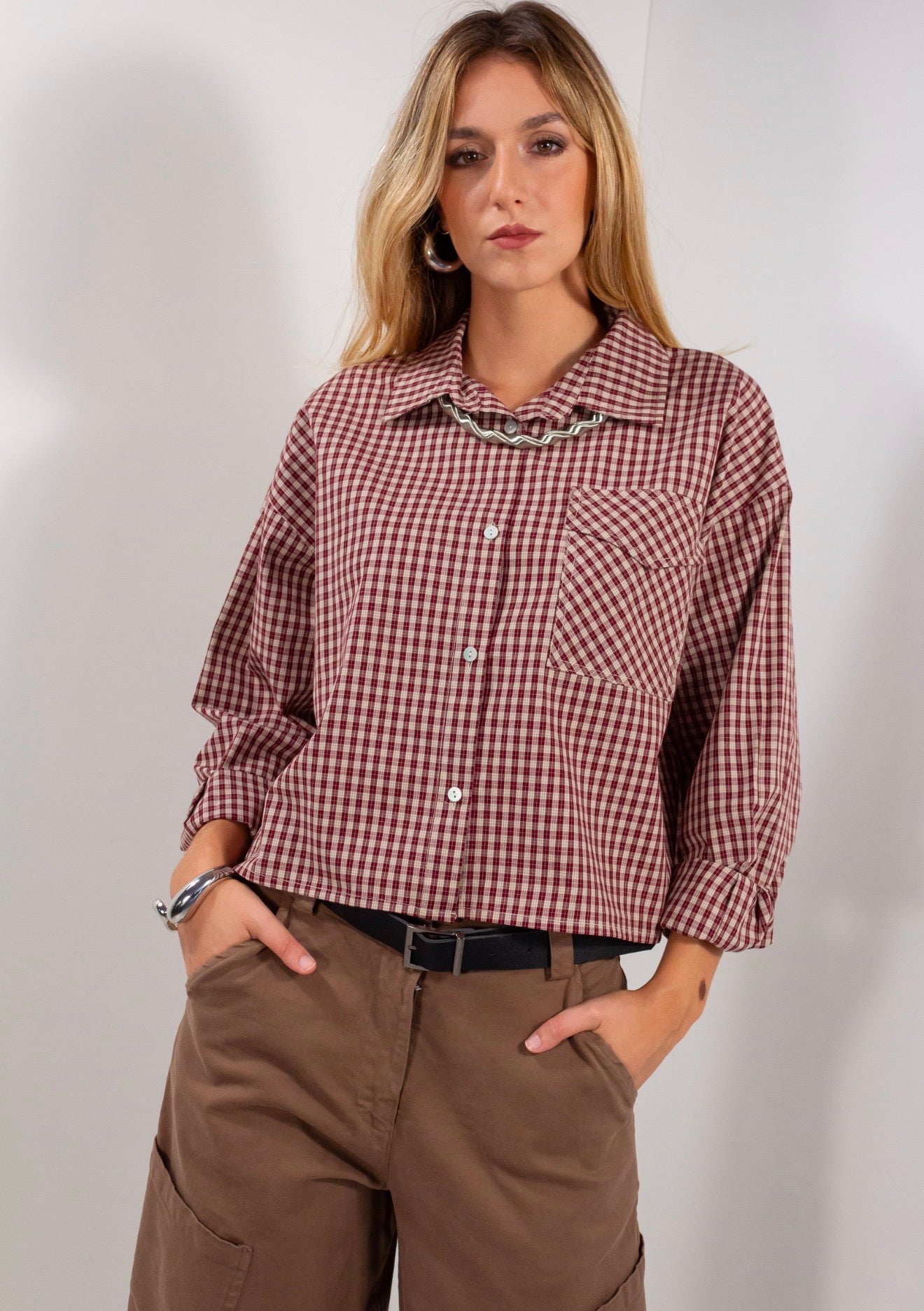 Camicia crop tascona quadretti