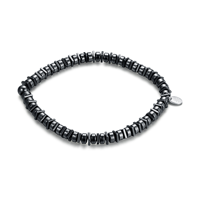 BRACCIALE ELASTICO EMATITE QUADRATI E SFERE