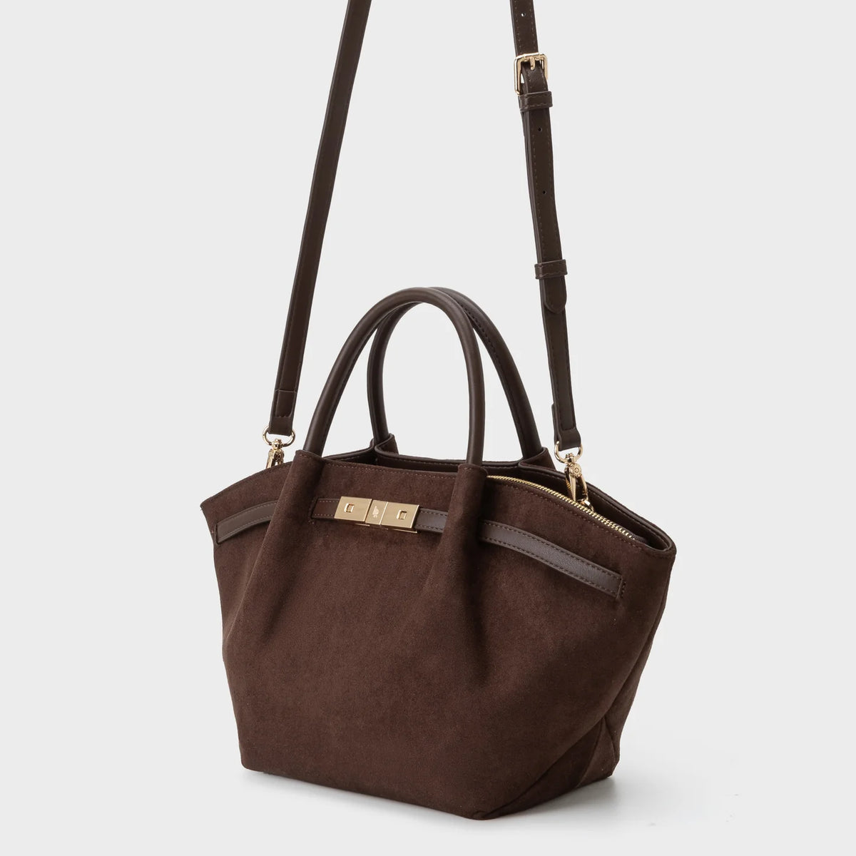 Borsa a mano BRIELLE SMALL SIMILSUEDE - DARK BROWN