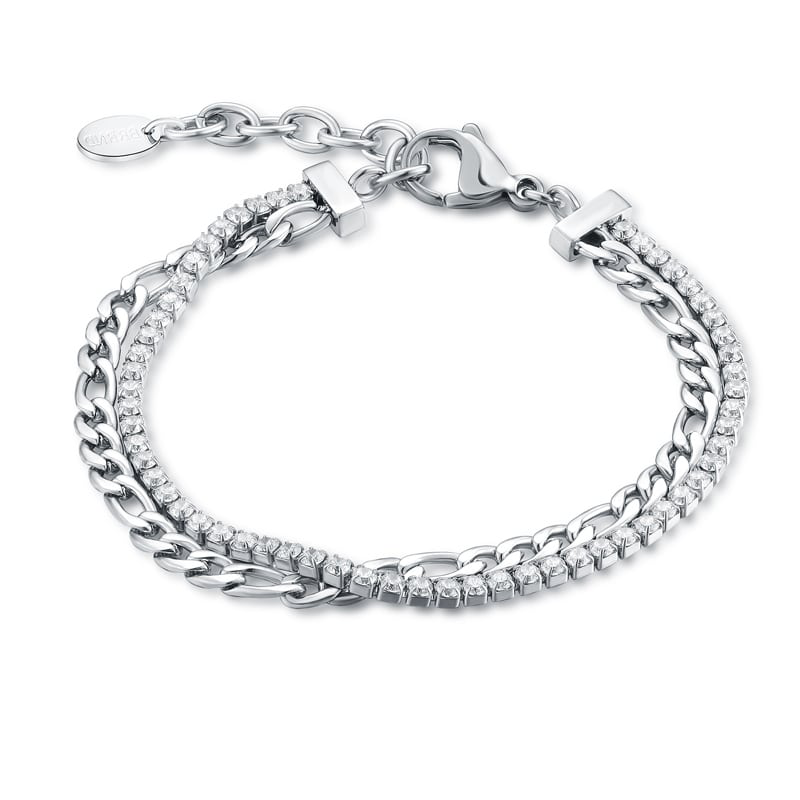 BRACCIALE DOPPIO CON TENNIS 2MM E CATENA FIGARO