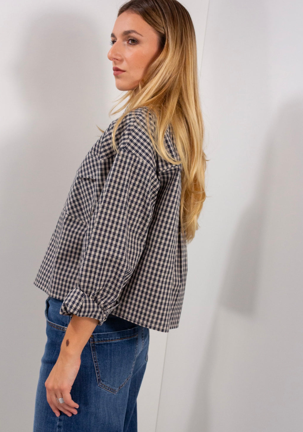Camicia crop tascona quadretti
