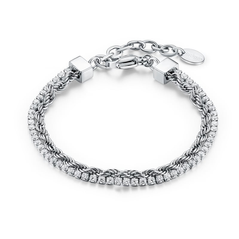 BRACCIALE DOPPIO CON TENNIS 3MM E CATENA CORDA