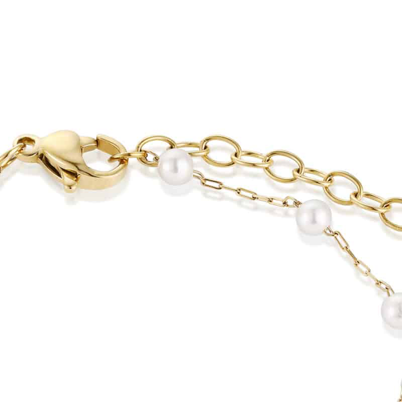 BRACCIALE IN MADREPERLA SFERE ALTERNATE PVD ORO