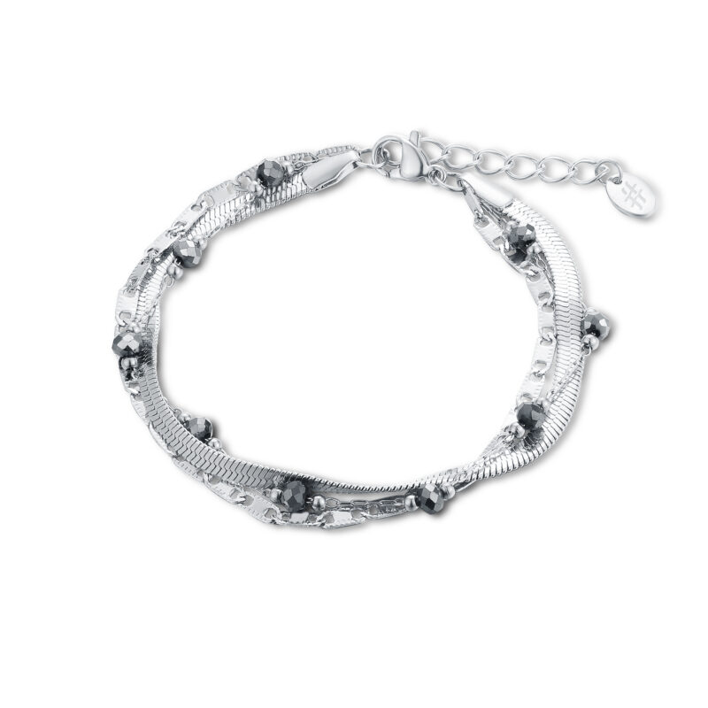 BRACCIALE TRIPLO FILO CON CRISTALLI NERI