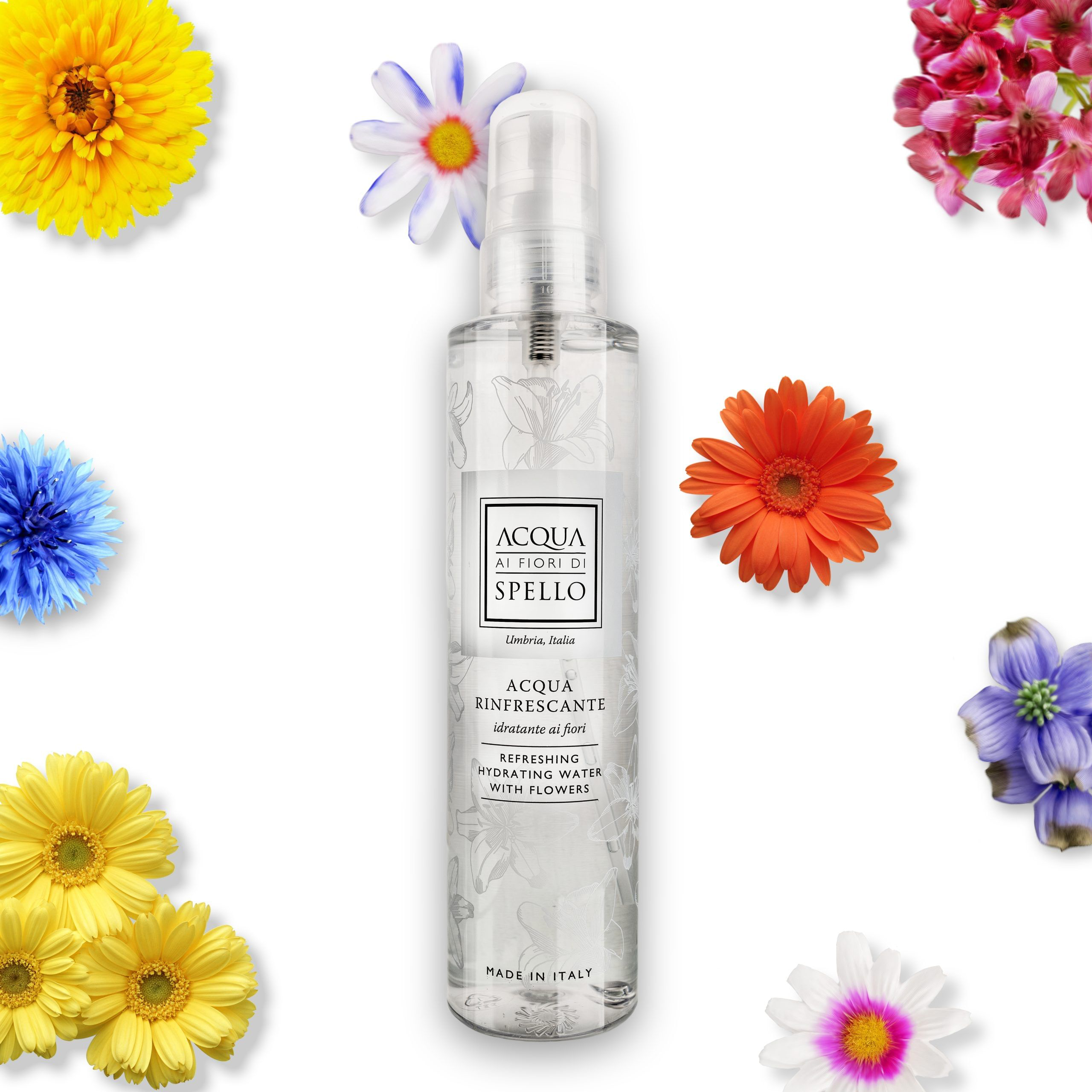 Acqua Rinfrescante Idratante Ai Fiori, 200 ml
Perfetta per rinfrescarsi e idratare con delicatezza.