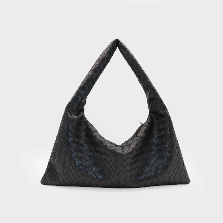 Borsa a spalla ANYA intrecciata - BLACK SILVER