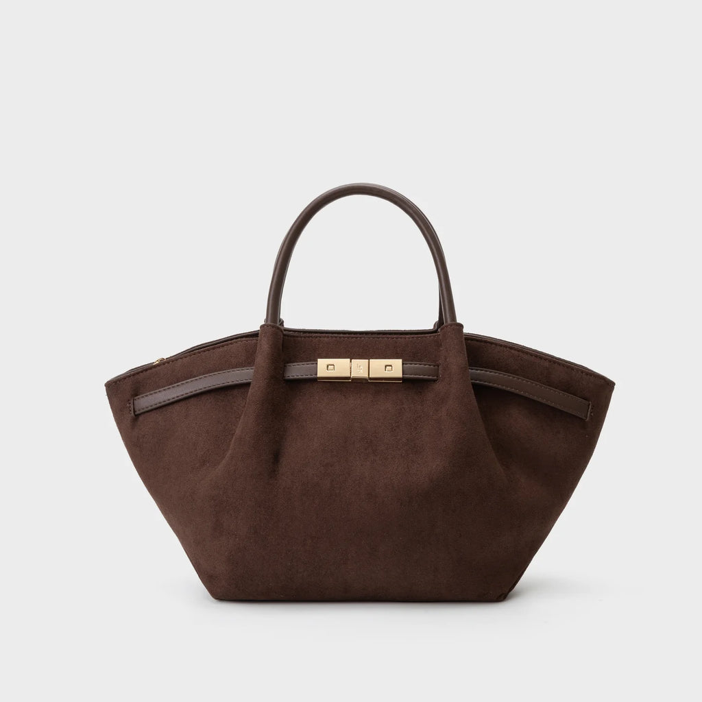 Borsa a mano BRIELLE SMALL SIMILSUEDE - DARK BROWN