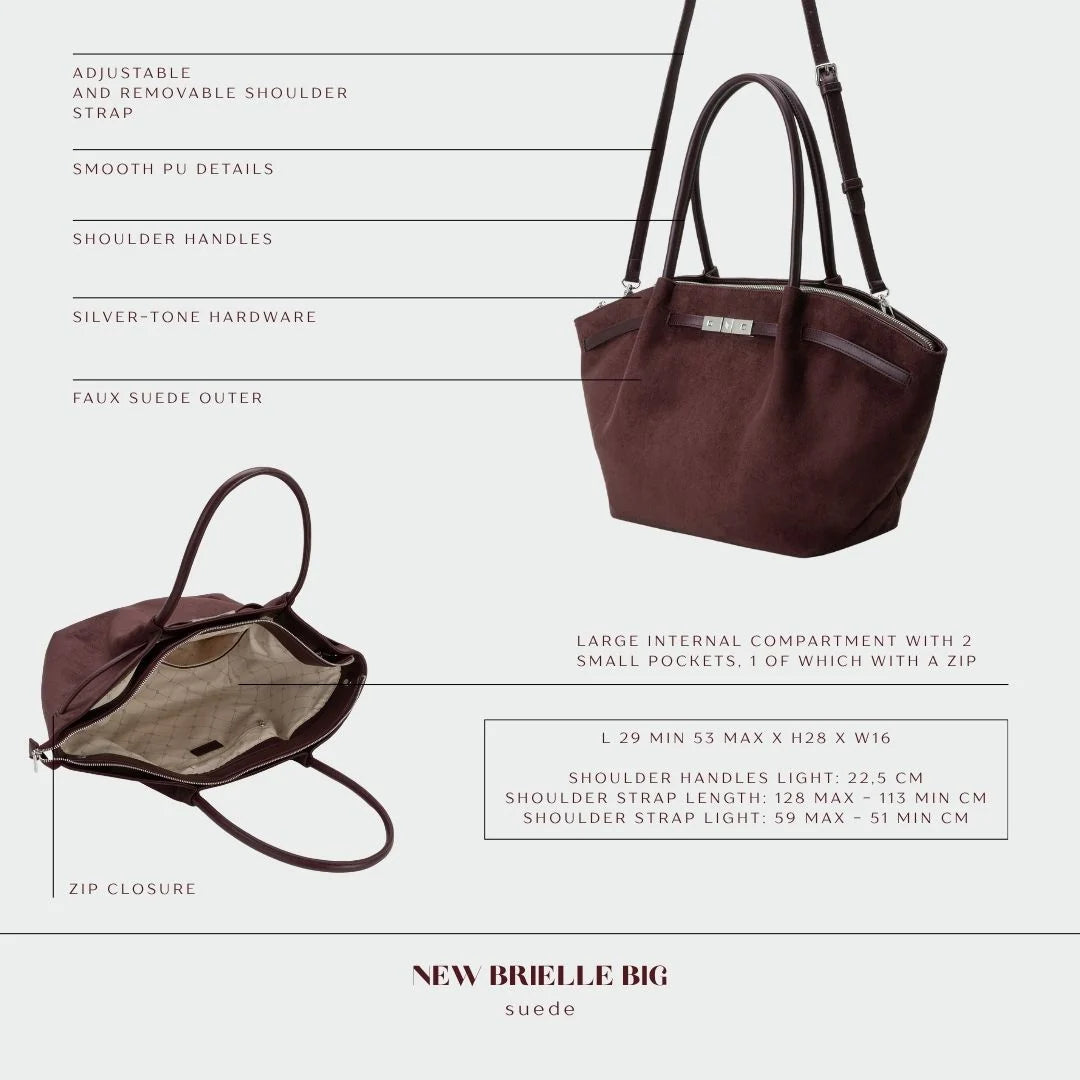 Borsa a spalla BRIELLE BIG SIMILSUEDE - AUBERGINE