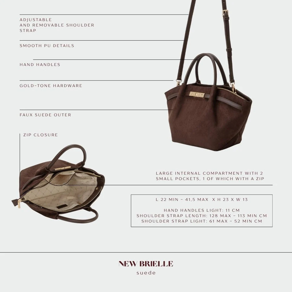 Borsa a mano BRIELLE SMALL SIMILSUEDE - DARK BROWN