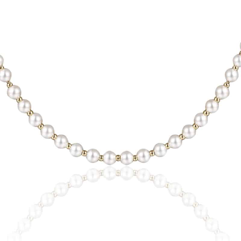 COLLANA IN MADREPERLA E SFERE IN ACCIAIO PVD ORO