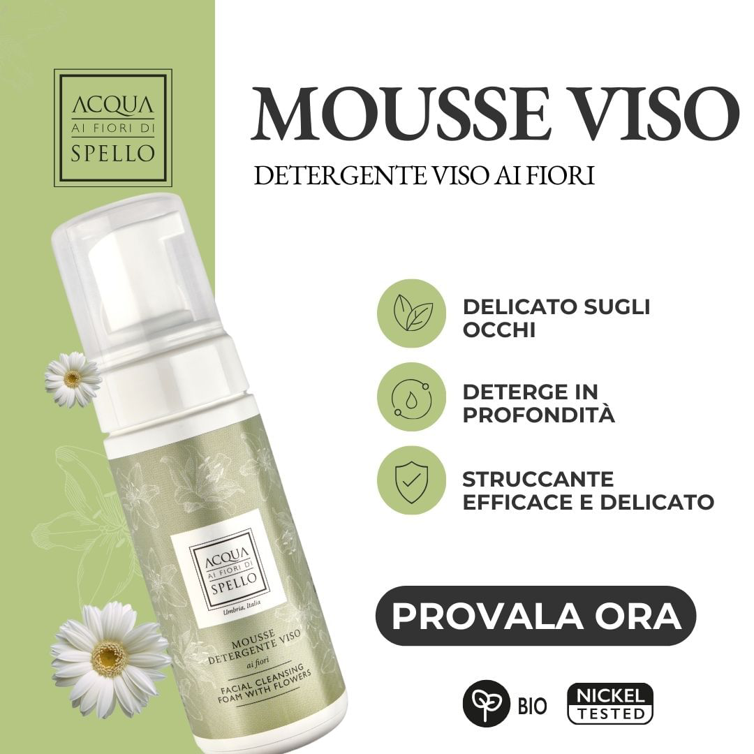 NOVITÀ
Mousse Detergente Viso 150ml
Utilizzarla sia la mattina che la sera massaggiando delicatamente e risciacquarla con acqua tiepida. Dermatologicamente testata e non irrita gli occhi. Grazie alla sua texture leggerissima e delicata rimuove le impurità